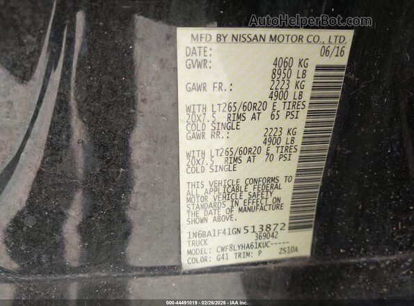 1N6BA1F41GN513872 2016 NISSAN TITAN XD Black Widok komory silnika