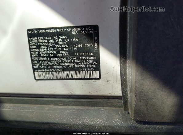1V2BMPE84RC008598 2024 VOLKSWAGEN ID.4 Белый Вид подкапотного пространства