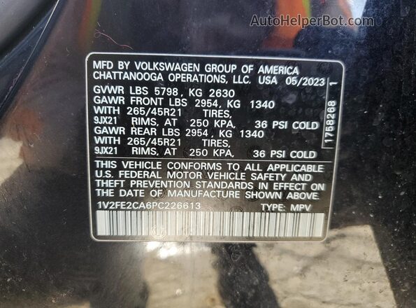 1V2FE2CA6PC226613 2023 VOLKSWAGEN ATLAS Blue Vista interior de 360 grados
