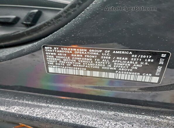 1VWDT7A37HC059239 2017 VOLKSWAGEN PASSAT Gray Widok komory silnika