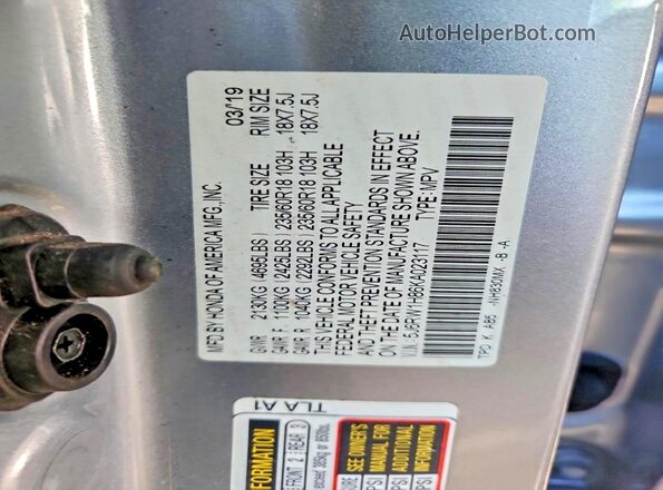 5J6RW1H86KA023117 2019 HONDA CRV Серебряный 