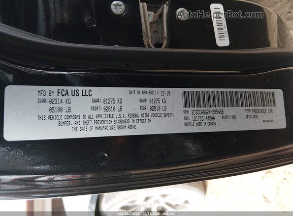 2C3CCABG2KH585459 2019 CHRYSLER 300 Черный Вид подкапотного пространства
