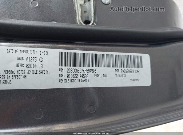 2C3CCAEG7KH594900 2019 CHRYSLER 300 Серый Вид подкапотного пространства