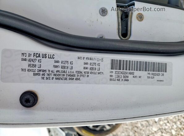 2C3CCAGG2GH148092 2016 CHRYSLER 300 Белый Вид наклейки с VIN-кодом