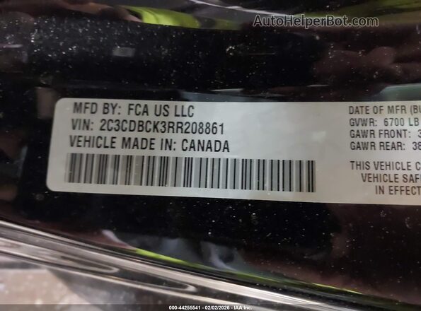 2C3CDBCK3RR208861 2024 DODGE CHARGER Черный Вид подкапотного пространства
