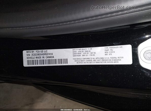 2C3CDBCK4SR537414 2025 DODGE CHARGER Черный Вид подкапотного пространства