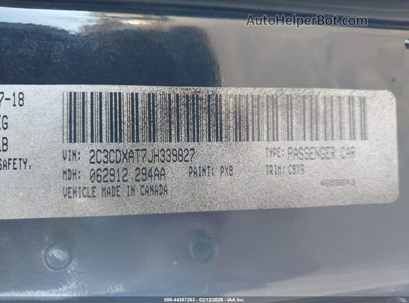 2C3CDXAT7JH339827 2018 DODGE CHARGER Черный Вид подкапотного пространства