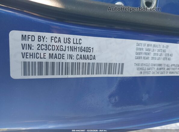 2C3CDXGJ1NH164051 2022 DODGE CHARGER Синий Вид подкапотного пространства