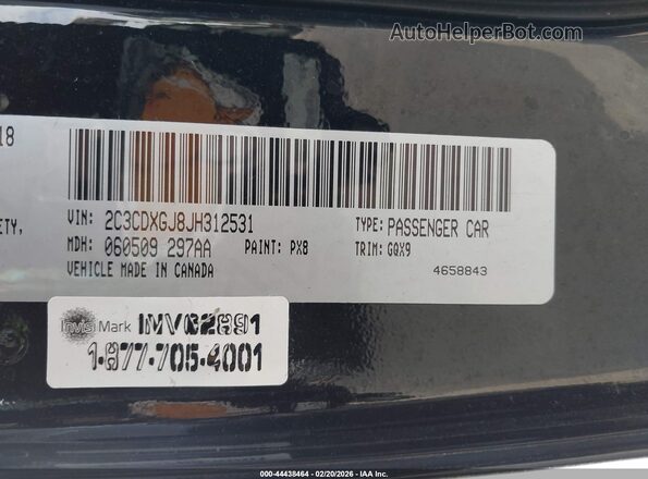 2C3CDXGJ8JH312531 2018 DODGE CHARGER Черный Вид подкапотного пространства
