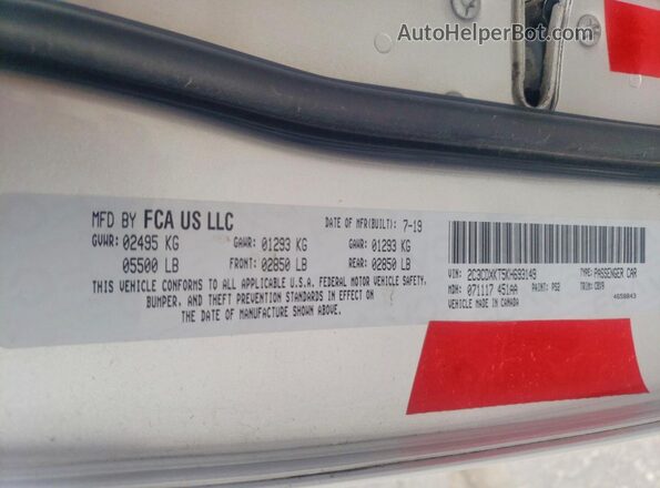 2C3CDXKT5KH693149 2019 DODGE CHARGER Silver Vista del compartimento del motor