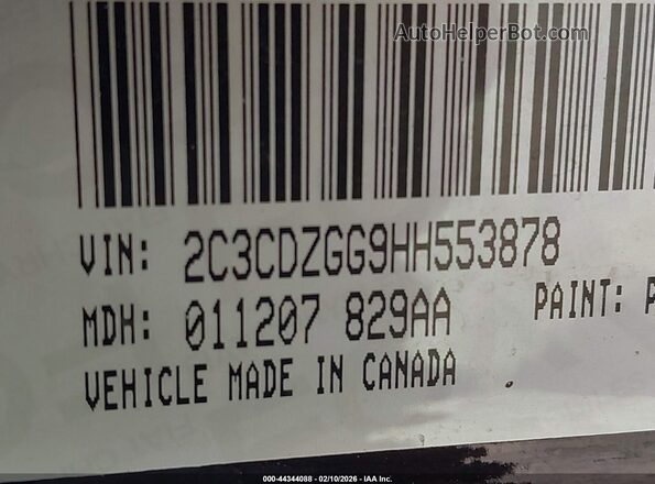 2C3CDZGG9HH553878 2017 DODGE CHALLENGER Черный Вид подкапотного пространства