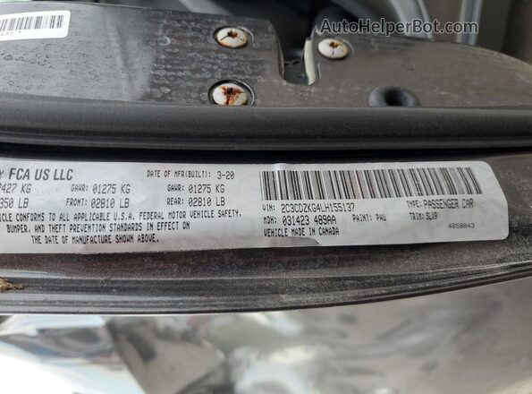 2C3CDZKG4LH155137 2020 DODGE CHALLENGER Серый Вид подкапотного пространства