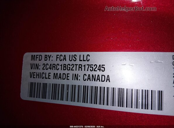 2C4RC1BG2TR175245 2026 CHRYSLER PACIFICA Красный Вид подкапотного пространства