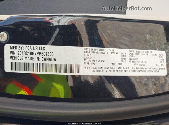 2C4RC1BG7PR607303 2023 CHRYSLER PACIFICA Черный Вид подкапотного пространства