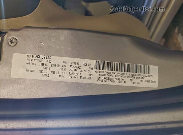 2C4RC1BG9GR173045 2016 CHRYSLER TOWN Silver Widok naklejki z numerem VIN