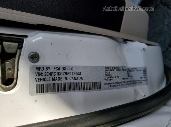 2C4RC1CG7RR112908 2024 CHRYSLER VOYAGER White VIN კოდის სტიკერის ხედი