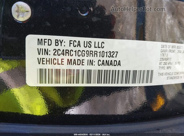 2C4RC1CG9RR101327 2024 CHRYSLER VOYAGER Черный Вид подкапотного пространства