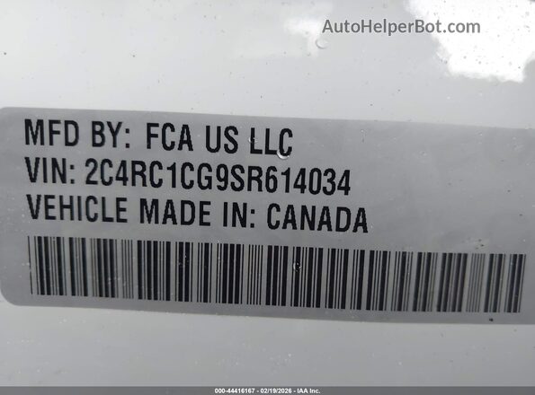 2C4RC1CG9SR614034 2025 CHRYSLER VOYAGER Белый Вид подкапотного пространства