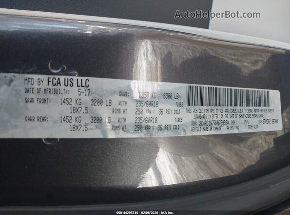 2C4RC1N77HR739930 2017 CHRYSLER PACIFICA Серый Вид подкапотного пространства