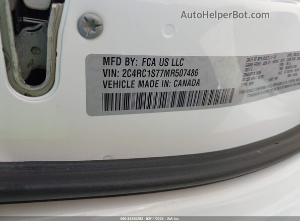 2C4RC1S77MR507486 2021 CHRYSLER PACIFICA White ძრავის განყოფილების ხედი