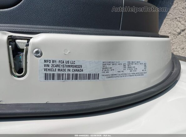2C4RC1S7XMR590329 2021 CHRYSLER PACIFICA White Widok komory silnika