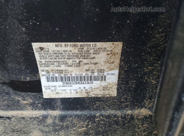 2FMGK5C84GBA23650 2016 FORD FLEX Черный Вид наклейки с VIN-кодом