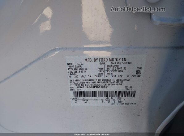 2FMPK4G90PBA13551 2023 FORD EDGE Белый Вид подкапотного пространства