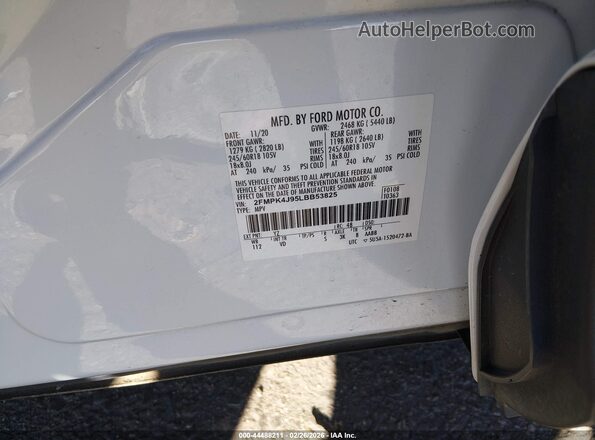 2FMPK4J95LBB53825 2020 FORD EDGE White Widok komory silnika