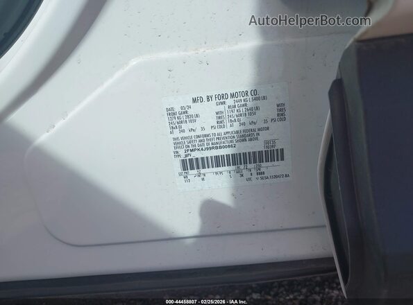 2FMPK4J99RBB00862 2024 FORD EDGE White Vista del compartimento del motor