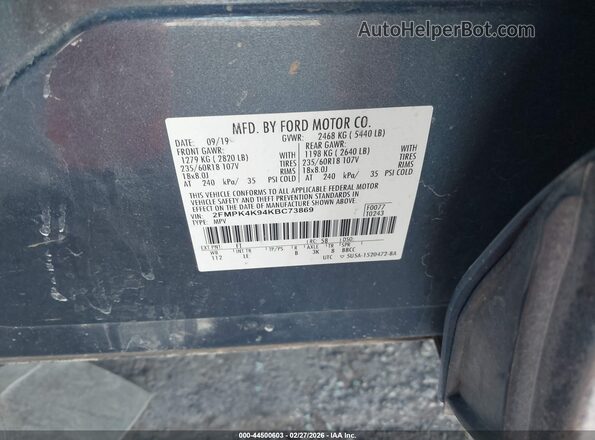 2FMPK4K94KBC73869 2019 FORD EDGE Blue Շարժիչի բաժամունքի տեսք