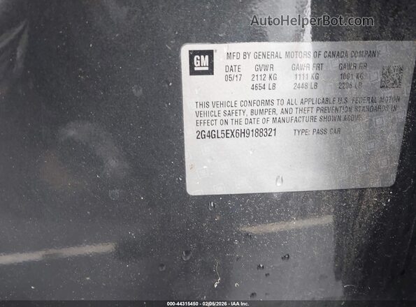2G4GL5EX6H9188321 2017 BUICK REGAL Gray Engine compartment view