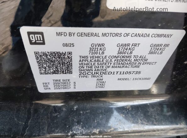2GCUKDED1T1105735 2026 CHEVROLET SILVERADO Black Vista del compartimento del motor