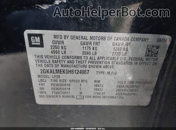 2GKALMEK0H6124967 2017 GMC TERRAIN Черный Вид подкапотного пространства