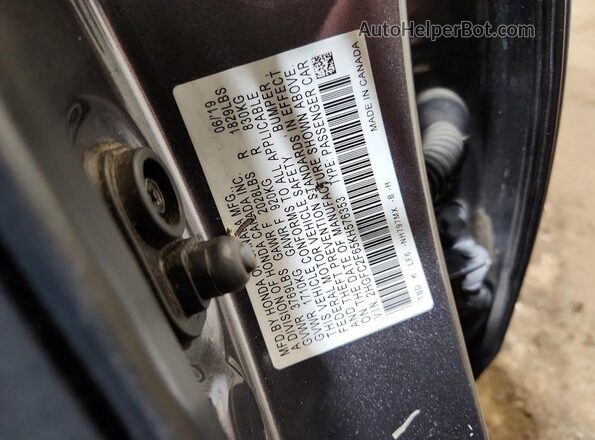 2HGFC2F65KH576353 2019 HONDA CIVIC Charcoal ძრავის განყოფილების ხედი
