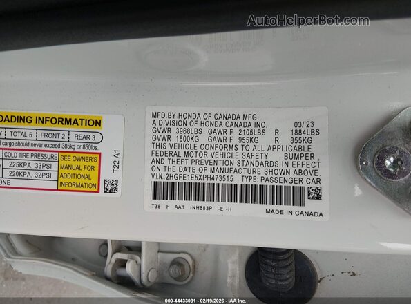 2HGFE1E5XPH473515 2023 HONDA CIVIC SI Белый Вид подкапотного пространства