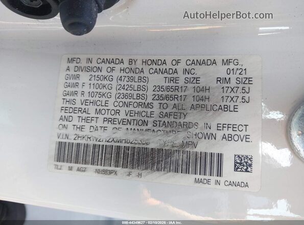 2HKRW2H2XMH625358 2021 HONDA CR-V Белый Вид подкапотного пространства