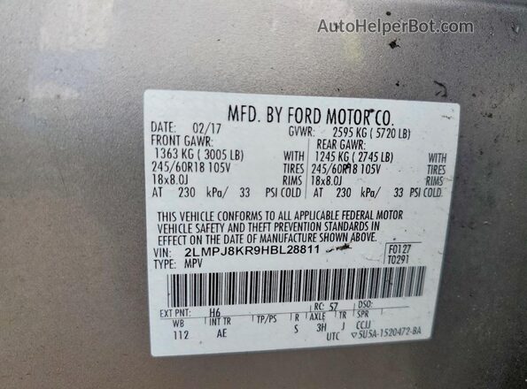 2LMPJ8KR9HBL28811 2017 LINCOLN MKX Желто-коричневый Панорамный вид салона 360°