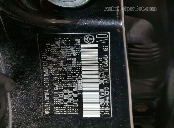 2T1BURHE0KC153830 2019 TOYOTA LL Черный Вид подкапотного пространства