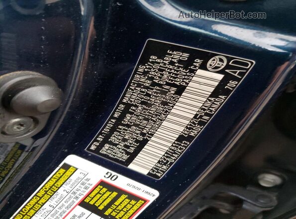 2T1BURHE0KC204050 2019 TOYOTA LL Blue Widok naklejki z numerem VIN