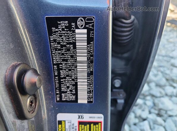 2T1BURHE1GC740545 2016 TOYOTA LL Gray Vista del compartimento del motor