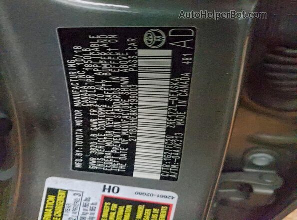 2T1BURHE8KC199003 2019 TOYOTA LL Brown Vista del compartimento del motor