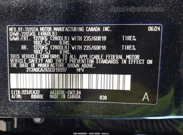 2T2ADCAZ6SC018997 2025 LEXUS NX 250 Black Widok komory silnika