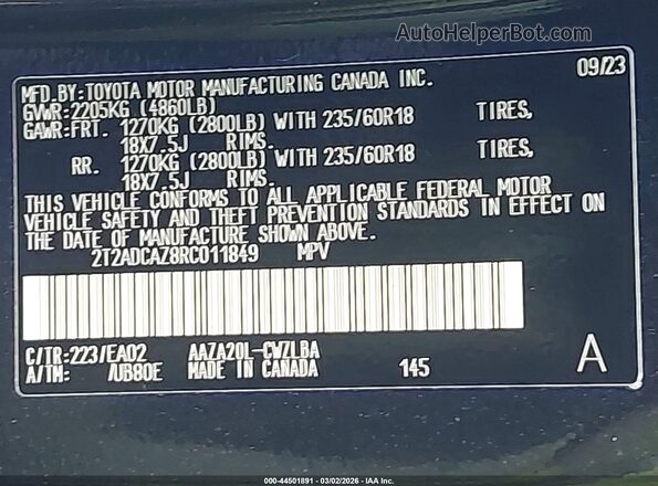 2T2ADCAZ8RC011849 2024 LEXUS NX 250 Черный Вид подкапотного пространства