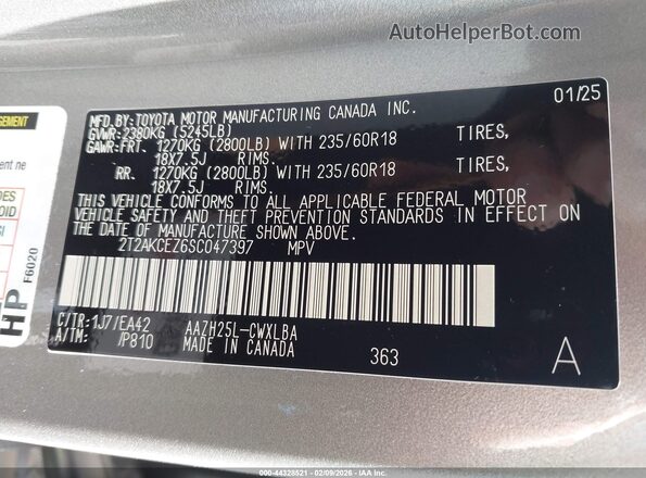 2T2AKCEZ6SC047397 2025 LEXUS NX 350H Silver Vista del compartimento del motor