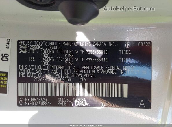 2T2AZMDA6NC362069 2022 LEXUS RX 350 White Вид підкапотного простору