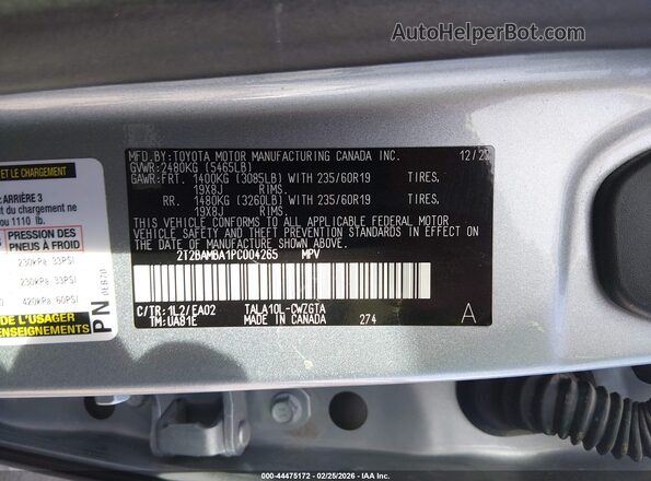2T2BAMBA1PC004265 2023 LEXUS RX 350 Silver Вид підкапотного простору