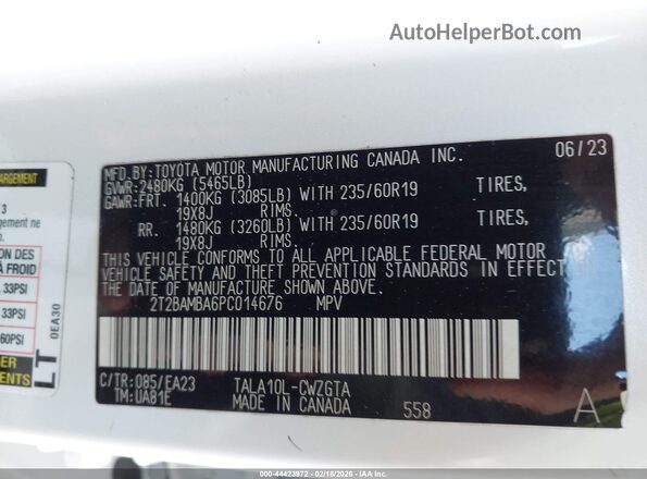 2T2BAMBA6PC014676 2023 LEXUS RX 350 Белый Вид подкапотного пространства