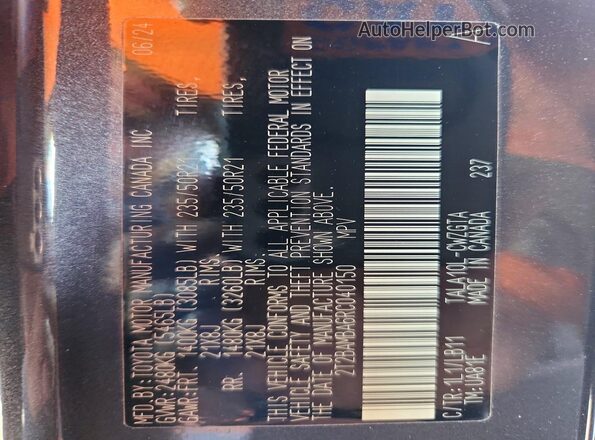 2T2BAMBA6RC040150 2024 LEXUS RX Gray VIN sticker view