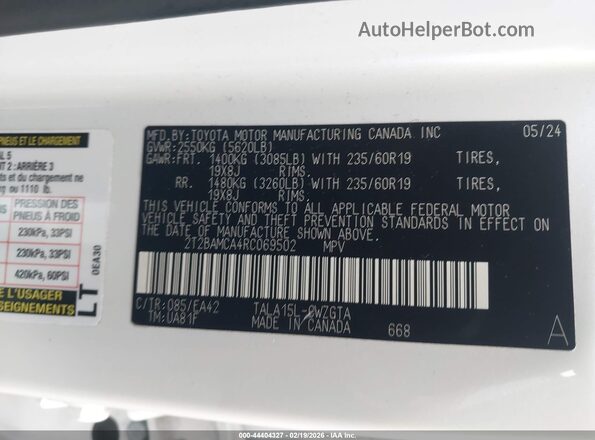 2T2BAMCA4RC069502 2024 LEXUS RX 350 White Engine compartment view