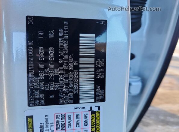 2T2BBMCA3SC089680 2025 LEXUS RX Белый Вид наклейки с VIN-кодом